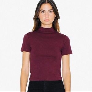 NEW American Apparel Ponte Mockneck S/S Top Port S